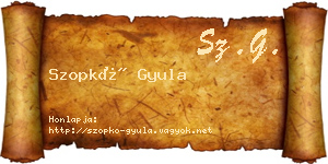 Szopkó Gyula névjegykártya